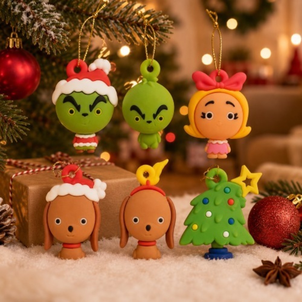 Mini Grinch Christmas Ornaments • Hallmark Set of 6 • Modern Holiday Collectible